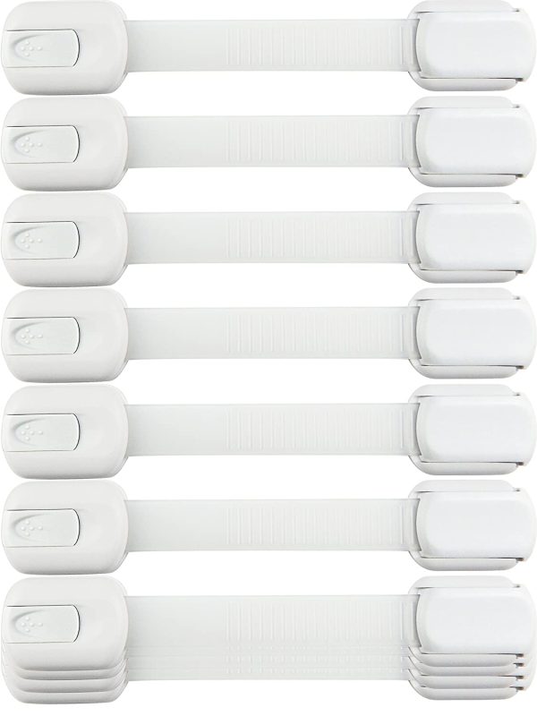 Set 10 bucati sigurante usi copii, blocator sertare, usa cuptor, frigider, congelator, ajustabile pe lungime, adeziv puternic 3M, fara urme dupa indepartare, bebeLOGIC™