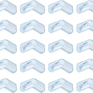 Set 20 coltare din silicon siguranta pentru bebelusi si copii, adeziv 3M, pentru masa, birou, mobila, dulap, transparente, bebeLOGIC™