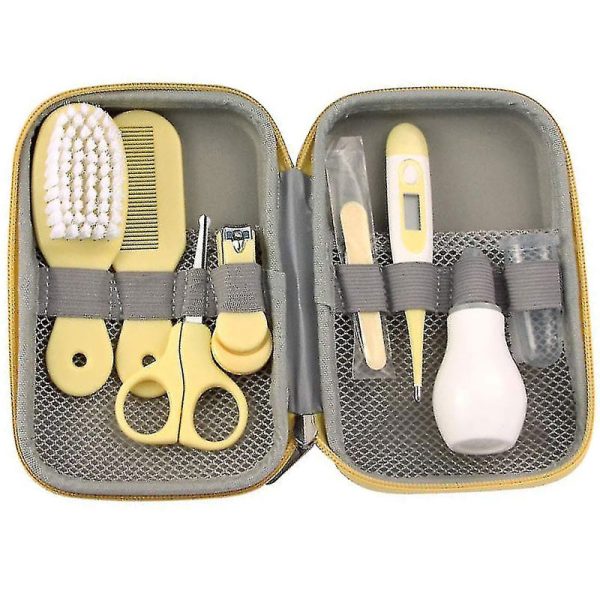 Set Ingrijire Bebelusi si Copii 8-in-1 Accesorii, MEDILOGIC™, cu Termometru Digital, Perie pentru Nou-Nascuti, Foarfeca Speciala pentru Copii, Galben
