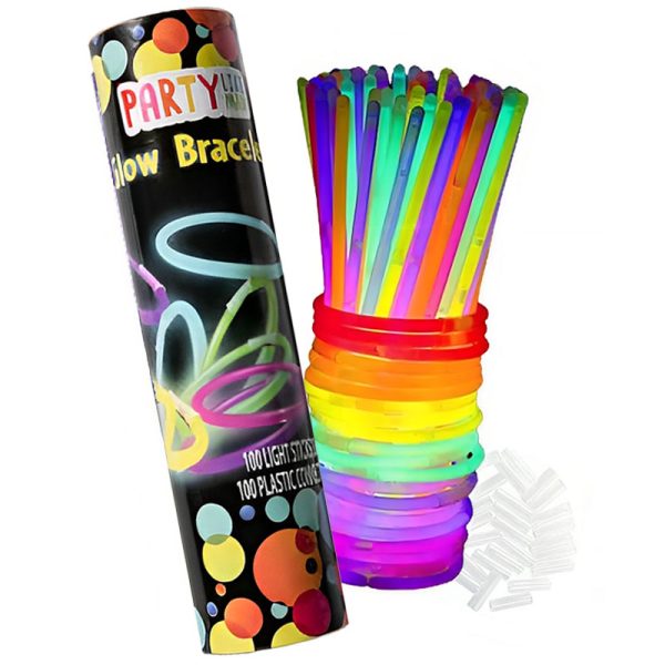 Set 100 bratari luminoase si colorate pentru petreceri, fosforescente, Glow Sticks, Multicolor, bebeLOGIC™