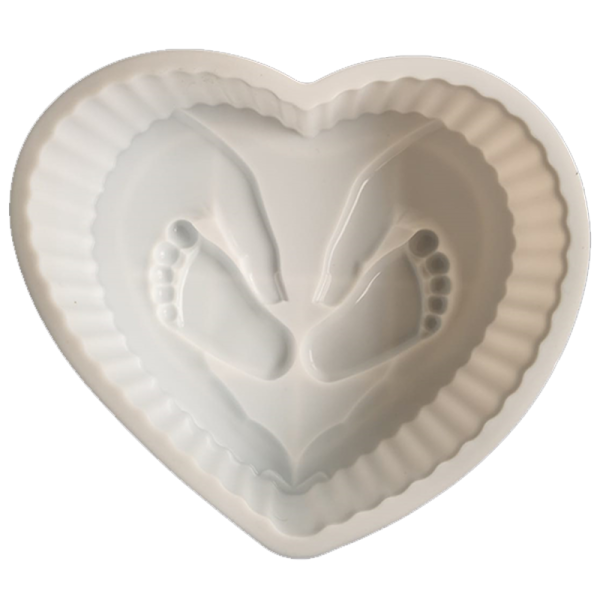 Forma din silicon de copt prajituri si tort, model picioruse bebe, material de calitate alimentara, termorezistenta, tava mare, alba, bebeLOGIC™