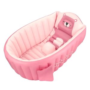 Cadita gonflabila pentru bebelusi si copii, 0-5 ani, portabila, pliabila, mini piscina de calatorie, bebeLOGIC™