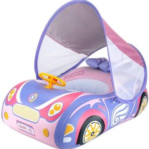 Colac inot cu parasolar pentru bebelusi si copii, masina gonflabila, potrivit 1-4 ani, bebeLOGIC™