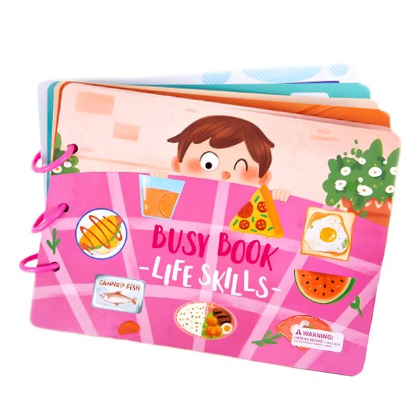 Carte senzoriala Montessori cu activitati cu stickere Busy Book, Life Skills, bebeLOGIC™