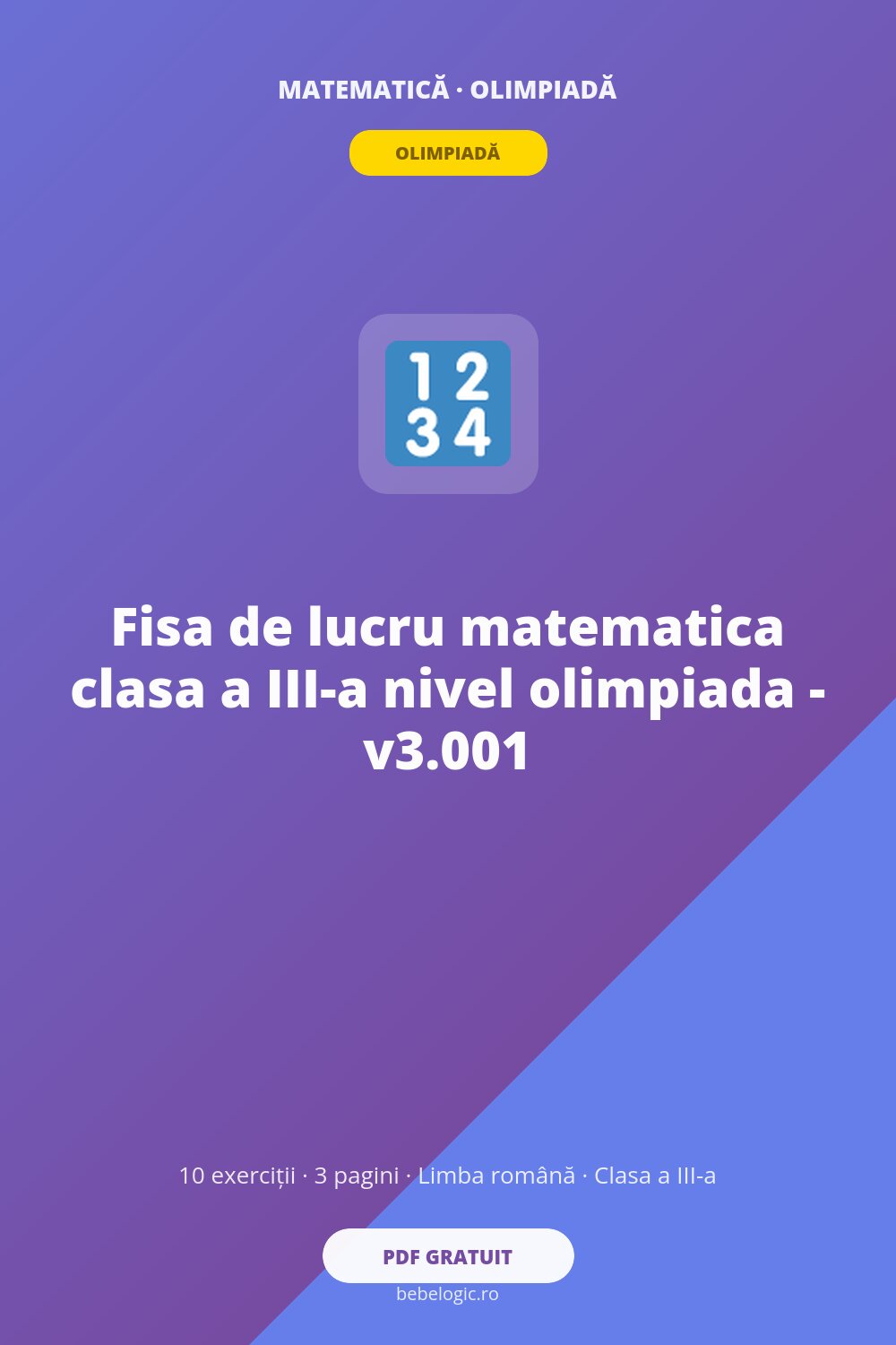 Fisa de lucru matematica clasa a III-a nivel olimpiada – v3.001