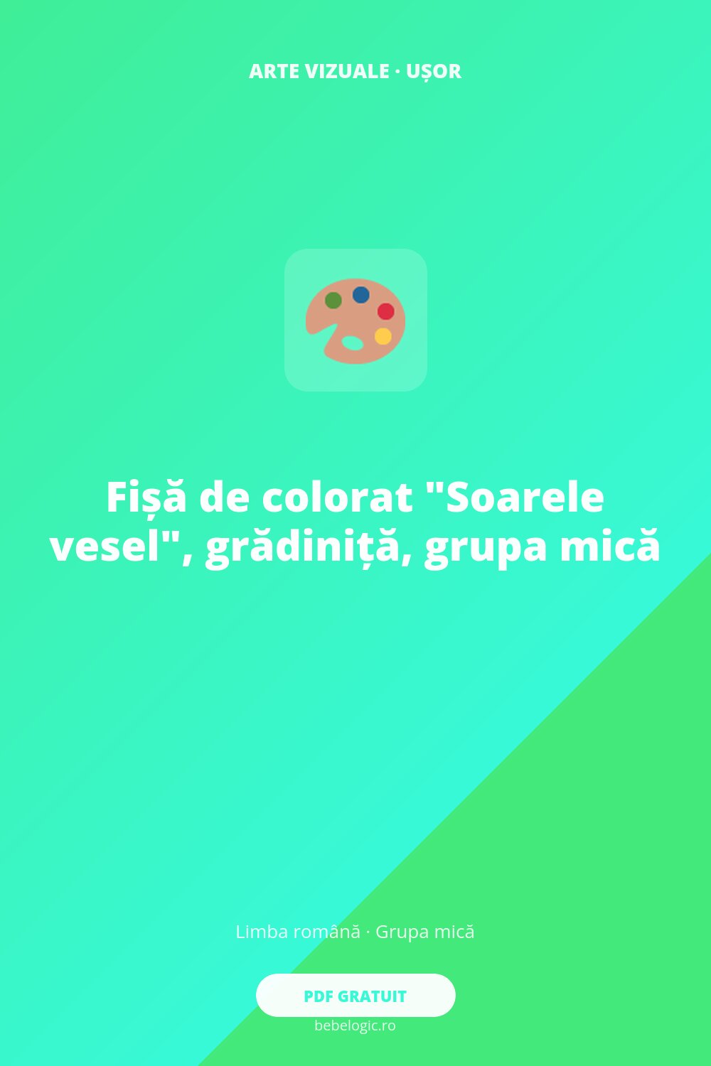 Fișă de colorat „Soarele vesel”, grădiniță, grupa mică