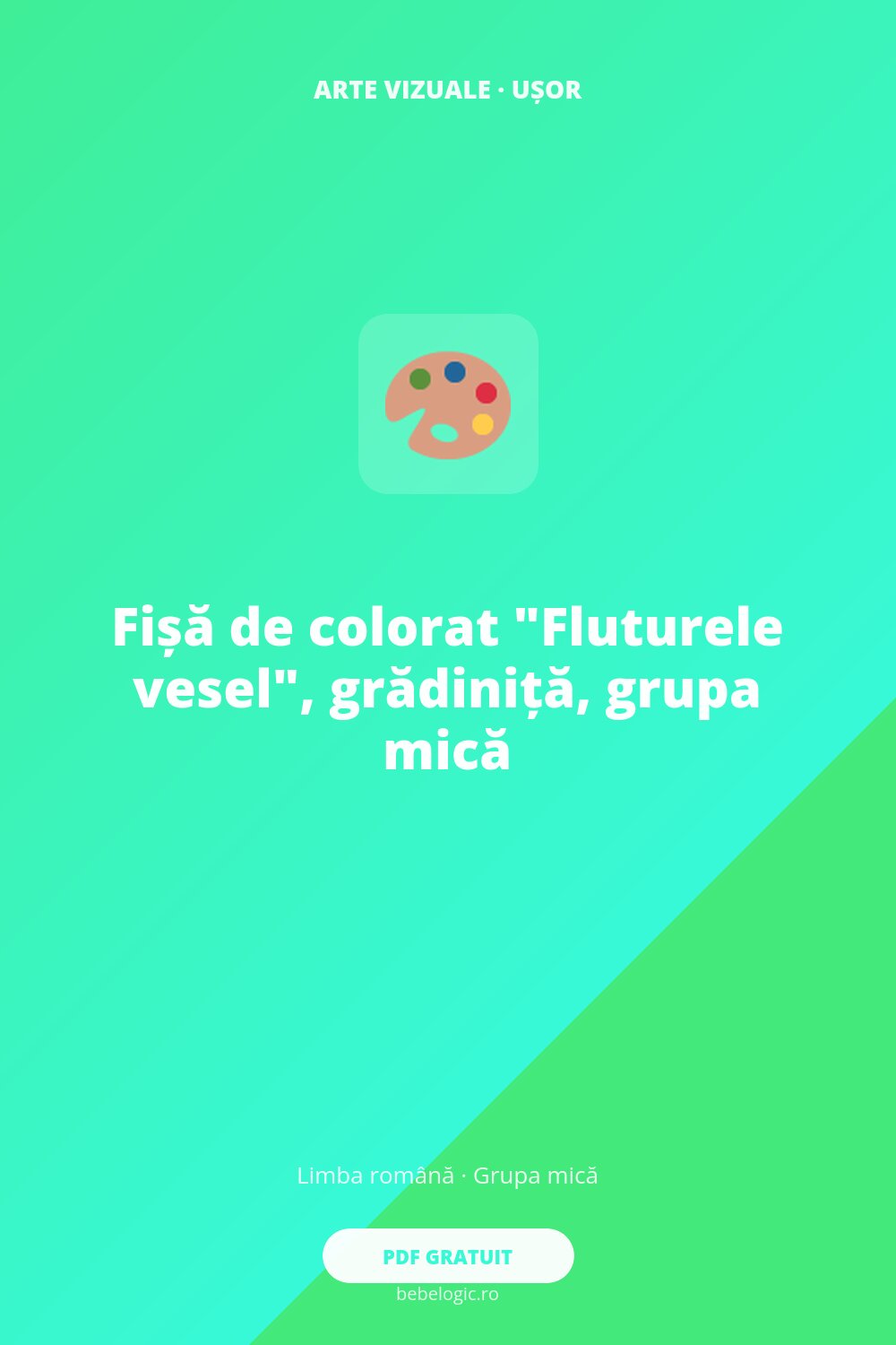 Fișă de colorat „Fluturele vesel”, grădiniță, grupa mică