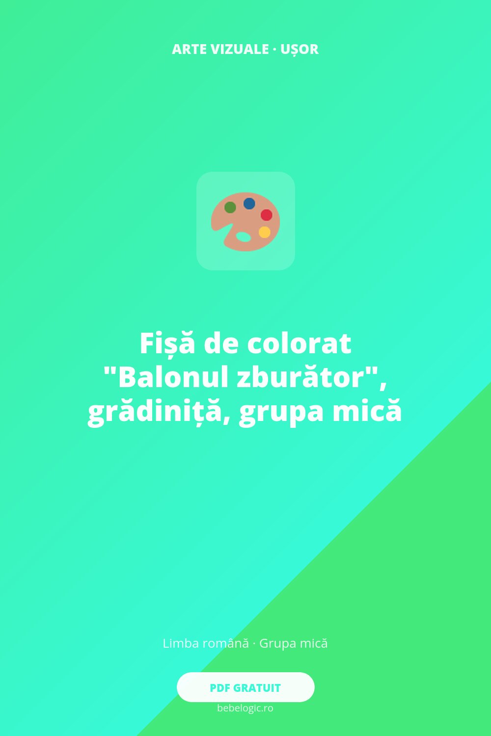 Fișă de colorat „Balonul zburător”, grădiniță, grupa mică
