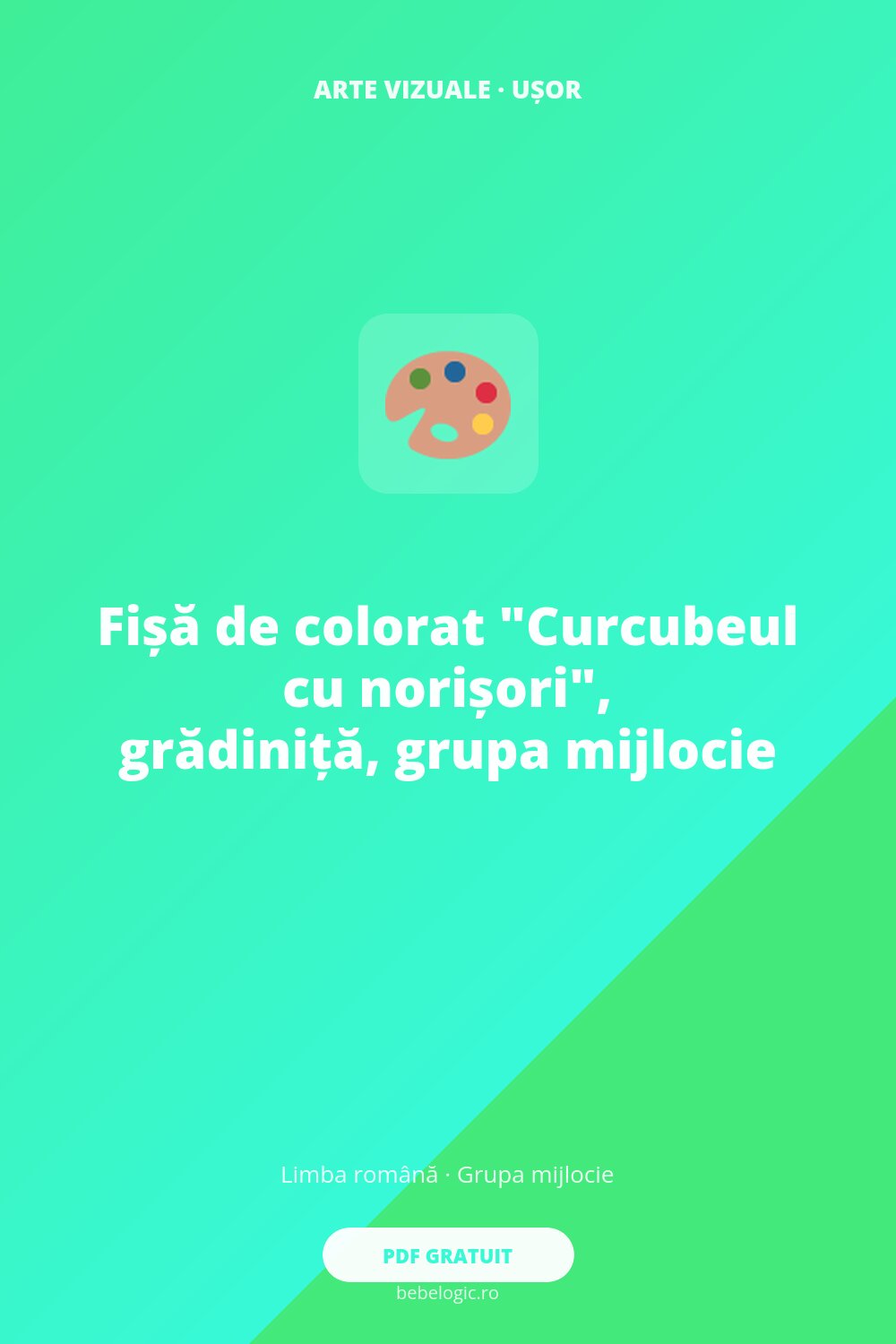 Fișă de colorat „Curcubeul cu norișori”, grădiniță, grupa mijlocie