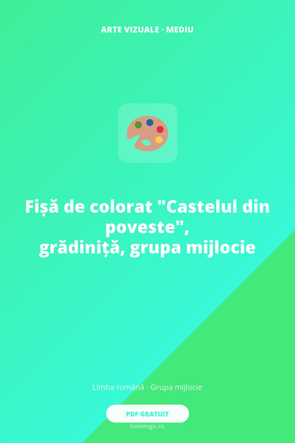 Fișă de colorat „Castelul din poveste”, grădiniță, grupa mijlocie