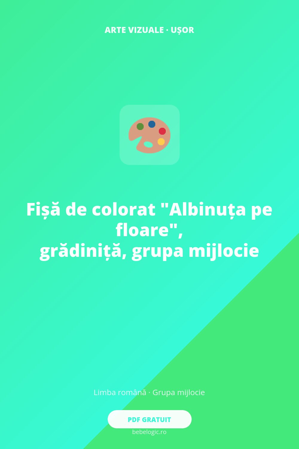Fișă de colorat „Albinuța pe floare”, grădiniță, grupa mijlocie