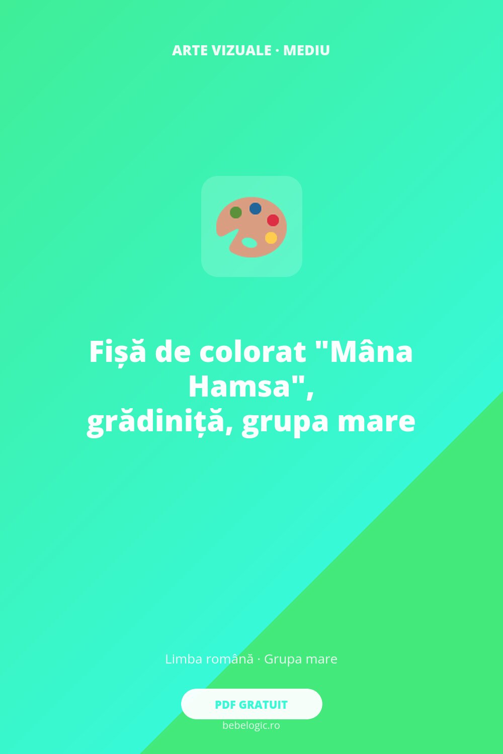 Fișă de colorat „Mâna Hamsa”, grădiniță, grupa mare