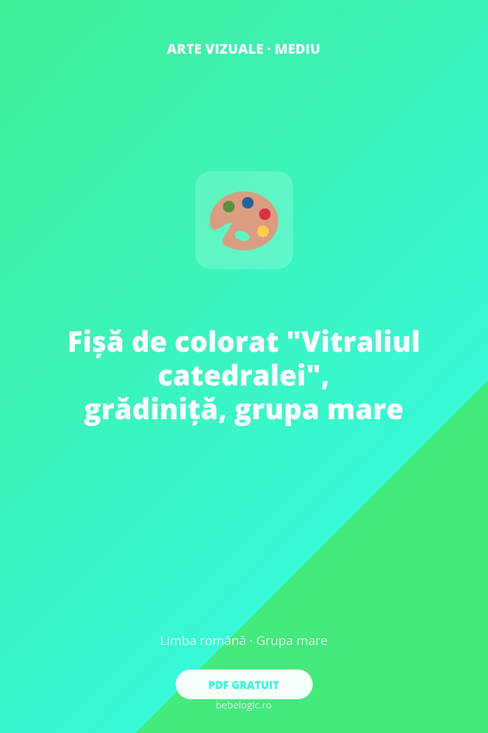 Fișă de colorat „Vitraliul catedralei”, grădiniță, grupa mare