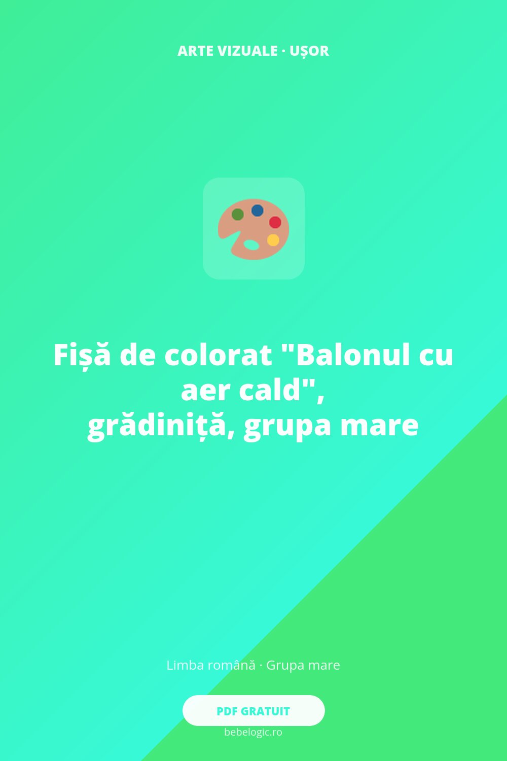 Fișă de colorat „Balonul cu aer cald”, grădiniță, grupa mare