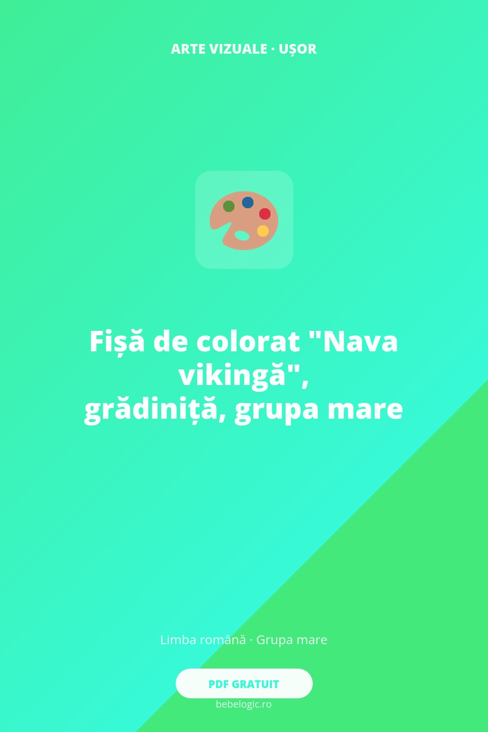 Fișă de colorat „Nava vikingă”, grădiniță, grupa mare