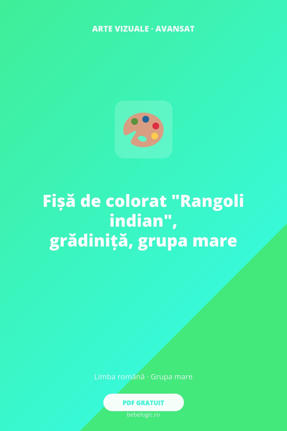 Fișă de colorat „Rangoli indian”, grădiniță, grupa mare