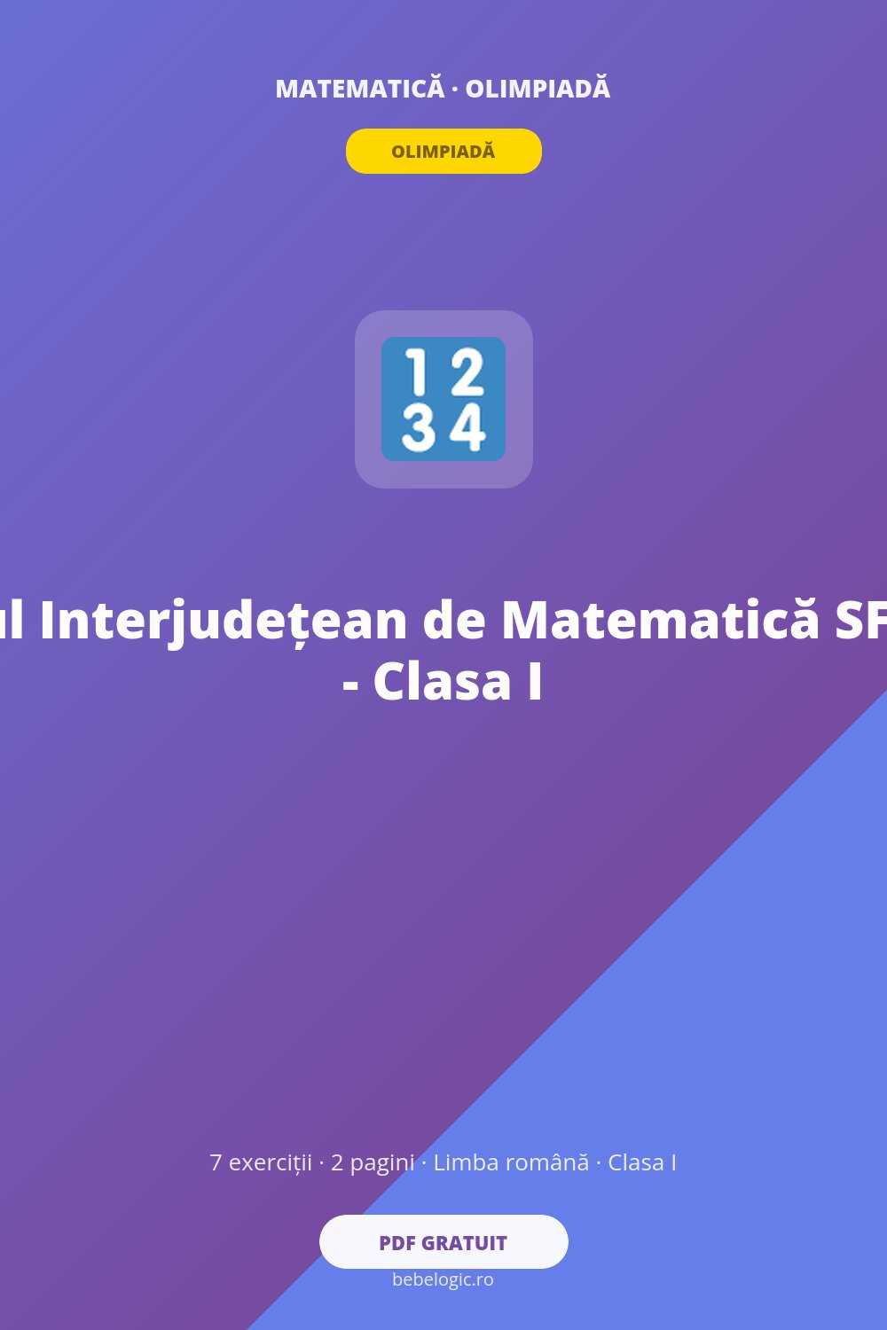 Concursul Interjudețean de Matematică SFERA 2023 – Clasa I